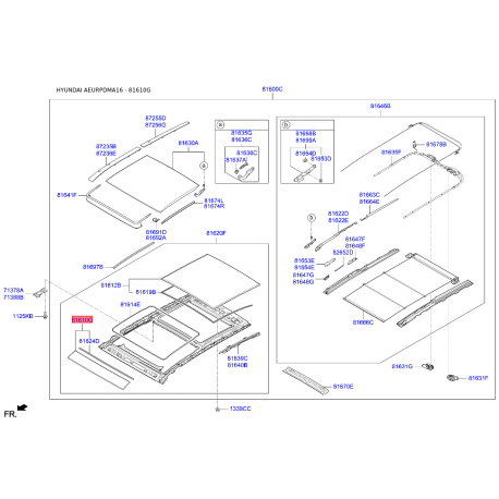 Люк и комплектующие передний 81610-2W000 Mobis - 816102W000 - схема с каталога 81610G, AEURPDMA16 816102W000