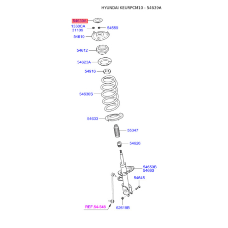 Заглушка верхней опоры передней пружины 54639-2B100 Mobis - 546392B100 - схема с каталога 54639A, KEURPCM10 546392B100