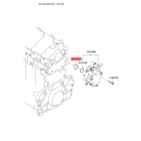 Гільза, приводний механізм – паливний насос високого тиску 33110-27400 Mobis - 3311027400 - схема з каталогу 33110C, SEURPED10 3311027400