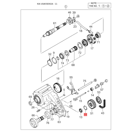 Сайлентблок важеля підвіски 54580-3E001 Mobis - 545803E001 - схема з каталогу 11, USAK3E002A 545803E001