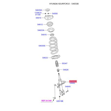 Амортизатор лівий 54650-2B510 Mobis - 546502B510 - схема з каталогу 54650B, KEURPCM10 546502B510