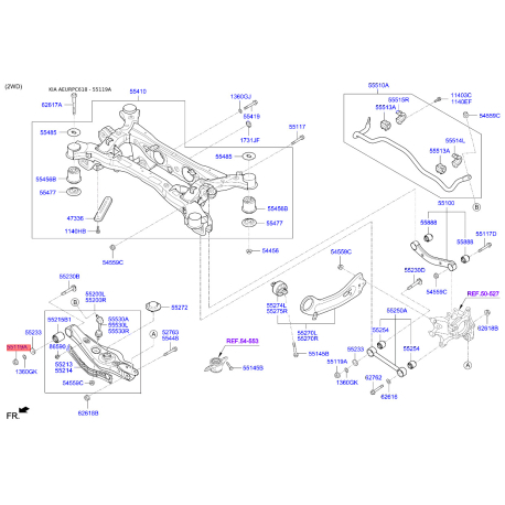 Гайка болта 55119-26011 Mobis - 5511926011 - схема с каталога 55119A, AEURPC618 5511926011