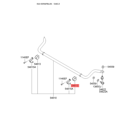 Втулка стабилизатора 54813-3E000 Mobis - 548133E000 - схема с каталога 54813, KKMAPBL06 548133E000