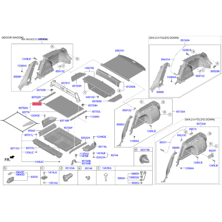 Обивка багажника 85936-1H010 Mobis - 859361H010 - схема с каталога 85936D, SRUSPJ721 859361H010
