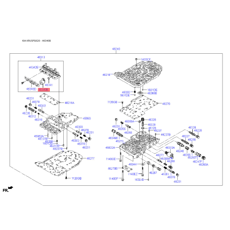 Клапан перемикання, автоматична коробка передач 46340-23010 Mobis - 4634023010 - схема з каталогу 46340B, KRUSPG620 4634023010
