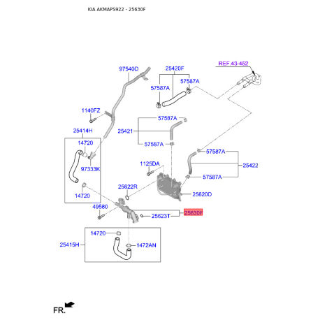 Термостат, масляне охолодження 25630-1U500 Mobis - 256301U500 - схема з каталогу 25630F, AKMAPS922 256301U500