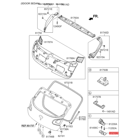 Шип замка (ответка), крышка багажника 81210-26000 Mobis - 8121026000 - схема с каталога 81210A, SEURPA216 8121026000