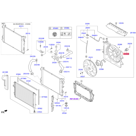 Додатковий резистор, вентилятор кондиціонера 25385-F9000 Mobis - 25385F9000 - схема з каталогу 25385B, MEURPH921 25385F9000