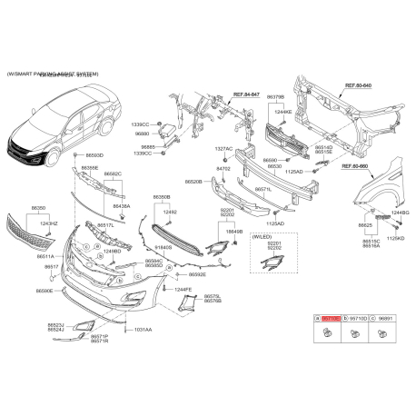 Датчик, система допомоги при паркуванні 96890-2S1003D Mobis - 968902S1003D - схема з каталогу 95710E, KEURPTFE14 968902S1003D