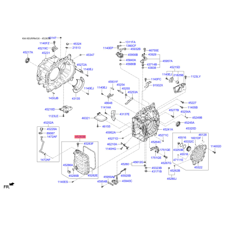 Фланцевая крышка, автоматическая коробка передач 45280-3B821 Mobis - 452803B821 - схема с каталога 45283B, KEURPA416 452803B821