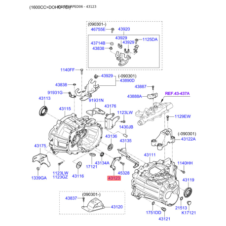 Кронштейн КПП 43123-23300 Mobis - 4312323300 - схема с каталога 43123, SEURPED06 4312323300