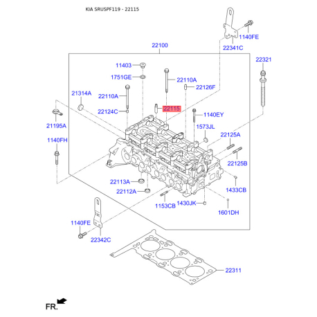 Напрямна втулка клапана 22119-2F000 Mobis - 221192F000 - схема з каталогу 22115, SRUSPF119 221192F000