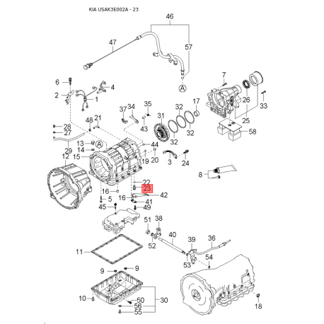 Гайка стопорна регулювання рульового механізму 54501-3E200 Mobis - 545013E200 - схема з каталогу 23, USAK3E002A 545013E200