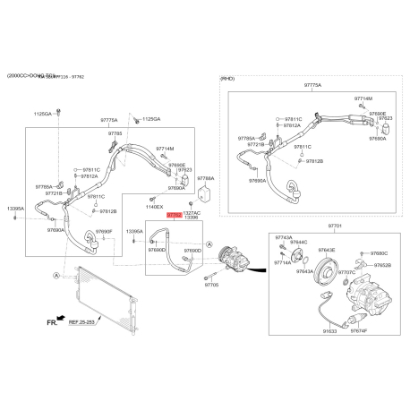 Трубопровод высокого / низкого давления, кондиционер 97762-F1300 Mobis - 97762F1300 - схема с каталога 97762, SEURPF116 97762F1300