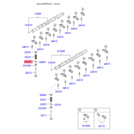 Сухарь пружины клапана 22223-4A060 Mobis - 222234A060 - схема с каталога 22223, KEURPPU20 222234A060