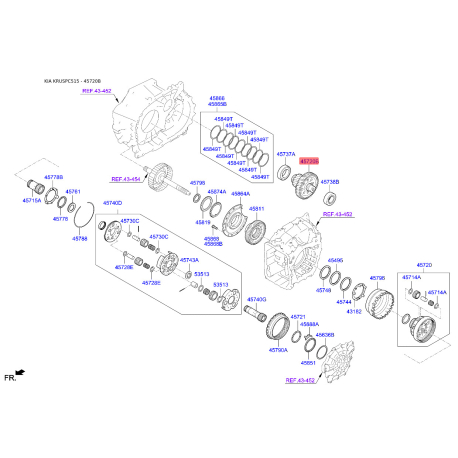 Шестерня ведена (головної пари) АКПП 45720-3B411 Mobis - 457203B411 - схема з каталогу 45720B, KRUSPC515 457203B411