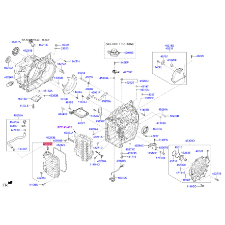 Болт заливной крышки АКПП 45284-3B010 Mobis - 452843B010 - схема с каталога 45283F, KKMAPHC23 452843B010