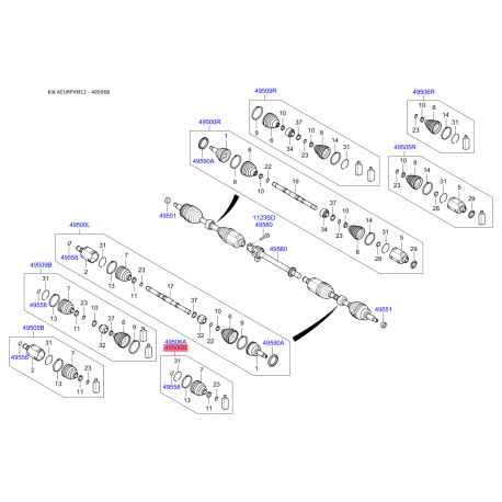 Чохол півосі (пильник) приводного валу лівий 49583-2W000 Mobis - 495832W000 - схема з каталогу 49506B, KEURPXM12 495832W000