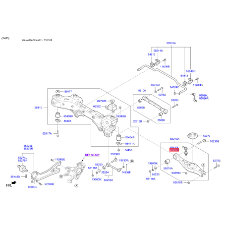 Стойка стабилизатора правая 55540-2W000 Mobis - 555402W000 - схема с каталога 55530R, AKMAPXMA12 555402W000