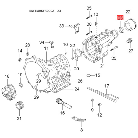 Болт генератора 0K65B-18W19 Mobis - 0K65B18W19 - схема с каталога 23, EURKFR000A 0K65B18W19
