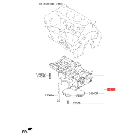 Маслонасос, блок баланирного механизма (балансирного вала) 23300-2F610 Mobis - 233002F610 - схема с каталога 23330, KRUSPC518 233002F610
