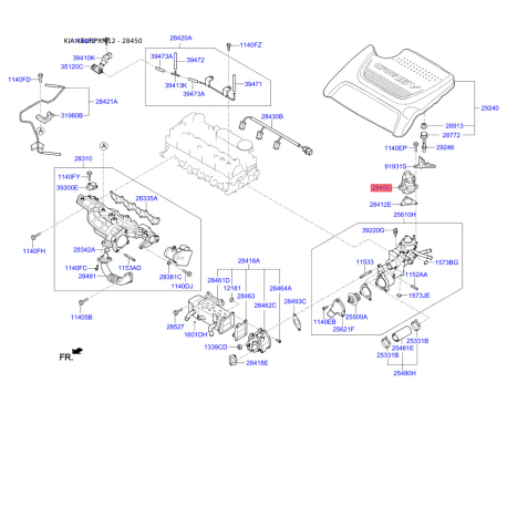 Клапан повернення ВГ 28410-2F000FFF Mobis - 284102F000FFF - схема з каталогу 28450, KEURPXM12 284102F000FFF