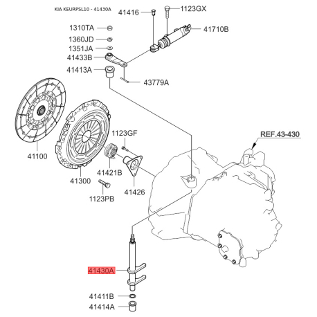Поворотна вилка, система зчеплення 41431-39260 Mobis - 4143139260 - схема з каталогу 41430A, KEURPSL10 4143139260