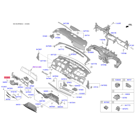 Гвинт оббивки салону 10188-05143 Mobis - 1018805143 - схема з каталогу 1018AC, KEURPJW22 1018805143