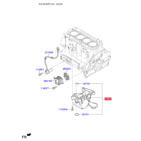 Масляний насос 21300-2F500 Mobis - 213002F500 - схема з каталогу 26100, SEURPF119 213002F500