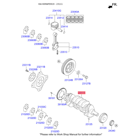 Коленчатый вал 23111-2G230 Mobis - 231112G230 - схема с каталога 23111, KKMAPD919 231112G230
