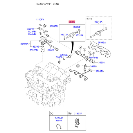 Форсунка 35310-2G710 Mobis - 353102G710 - схема с каталога 35310, KKMAPTF14 353102G710