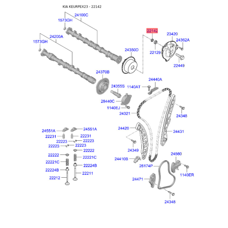 Заглушка датчика положения распредвала 24351-2GGB1 Mobis - 243512GGB1 - схема с каталога 22142, KEURPEX23 243512GGB1