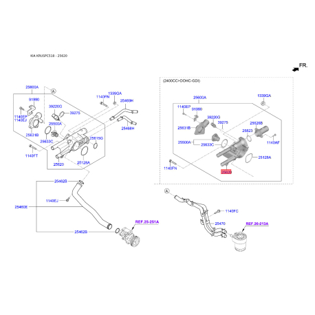 Корпус термостату 25620-2G500 Mobis - 256202G500 - схема з каталогу 25620, KRUSPC518 256202G500