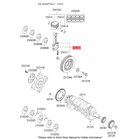 Шатун 23510-2G430 Mobis - 235102G430 - схема с каталога 23510, AKMAPTFA12 235102G430