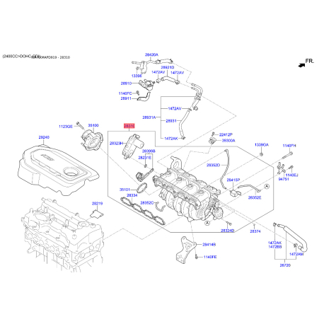 Коллектор впускной 28310-2GGA0 Mobis - 283102GGA0 - схема с каталога 28310, KKMAPD919 283102GGA0