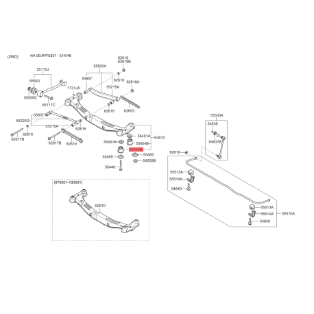 Сайлентблок балки 55456-2E000 Mobis - 554562E000 - схема с каталога 55454B, SEURPFQZ07 554562E000
