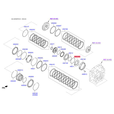 Камера тормоза АКПП 45614-3B001 Mobis - 456143B001 - схема с каталога 45614G, AKMAPD518 456143B001
