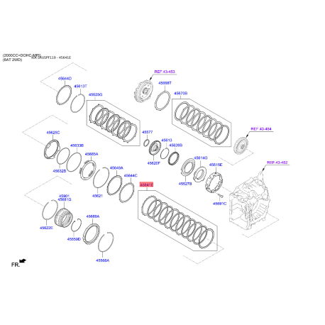 Комплект ламелей, автоматическая коробка передач 45641-26610 Mobis - 4564126610 - схема с каталога 45641E, SRUSPF119 4564126610