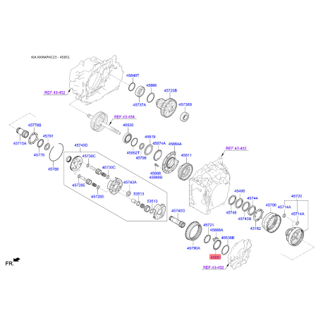 Підшипник АКПП 45851-26000 Mobis - 4585126000 - схема з каталогу 45851, KKMAPHC23 4585126000