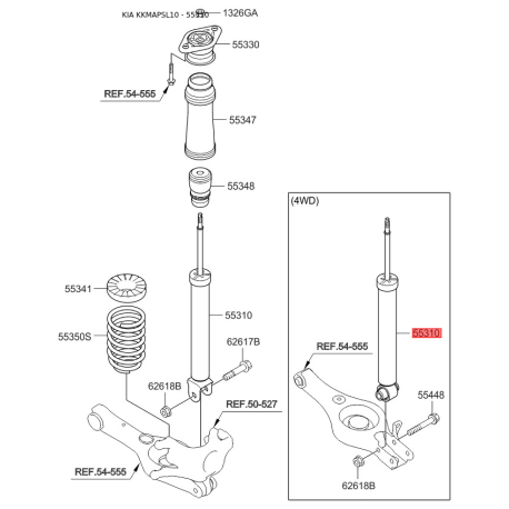 Амортизатор 55311-2S411 Mobis - 553112S411 - схема с каталога 55310, KKMAPSL10 553112S411