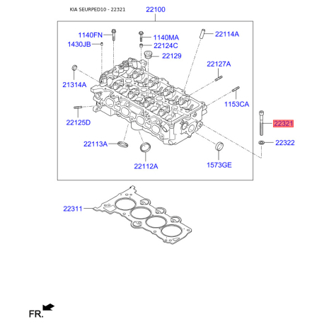 Болт головки цилиндра 22321-27400 Mobis - 2232127400 - схема с каталога 22321, SEURPED10 2232127400