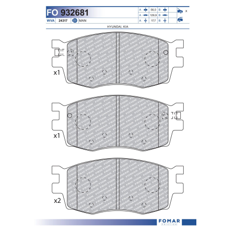 Колодки тормозные дисковые комплект FOMAR Friction - FO 932681 - изображение №1 FO 932681