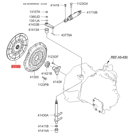 Диск зчеплення 41100-39276 Mobis - 4110039276 - схема з каталогу 41100, KEURPMG09 4110039276
