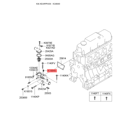 Датчик температуры охлаждающей жидкости 0K50F-18840 Mobis - 0K50F18840 - схема с каталога K18840, KEURPPU04 0K50F18840