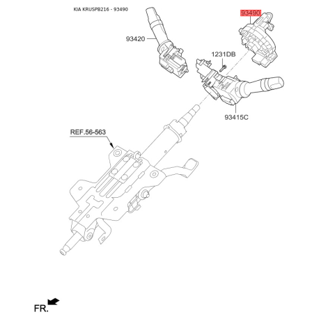 Витая пружина, подушка безопасности 93490-B2110 Mobis - 93490B2110 - схема с каталога 93490, KRUSPB216 93490B2110