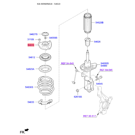 Опора стійки амортизатора 54610-A8000 Mobis - 54610A8000 - схема з каталогу 54610, KKMAPA818 54610A8000
