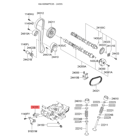Клапан тиску масла фазорегулятора 24355-26800 Mobis - 2435526800 - схема з каталогу 24355, KKMAPTC05 2435526800