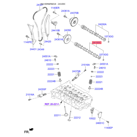 Распредвал 24100-2E650 Mobis - 241002E650 - схема с каталога 24100C, KKMAPA818 241002E650