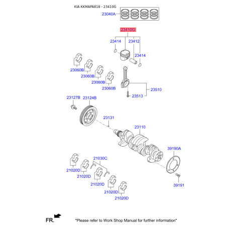Поршень 23041-2E351 Mobis - 230412E351 - схема с каталога 23410G, KKMAPA818 230412E351