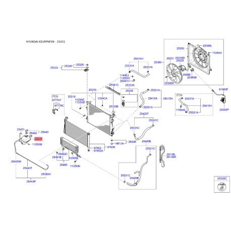 Бачок розширювальний 25431-3K000 Mobis - 254313K000 - схема з каталогу 25431, KEURPNF08 254313K000